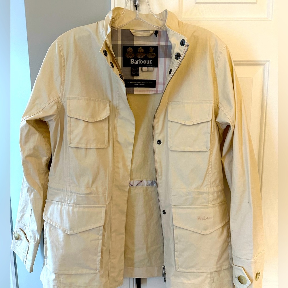 Like New - Barbour Cream Waxed Windbreaker - Size 6